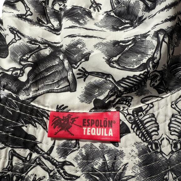 Espolon Tequila Reversible Bucket Hat Skulls Embroidered Logo White Black - Picture 7 of 13